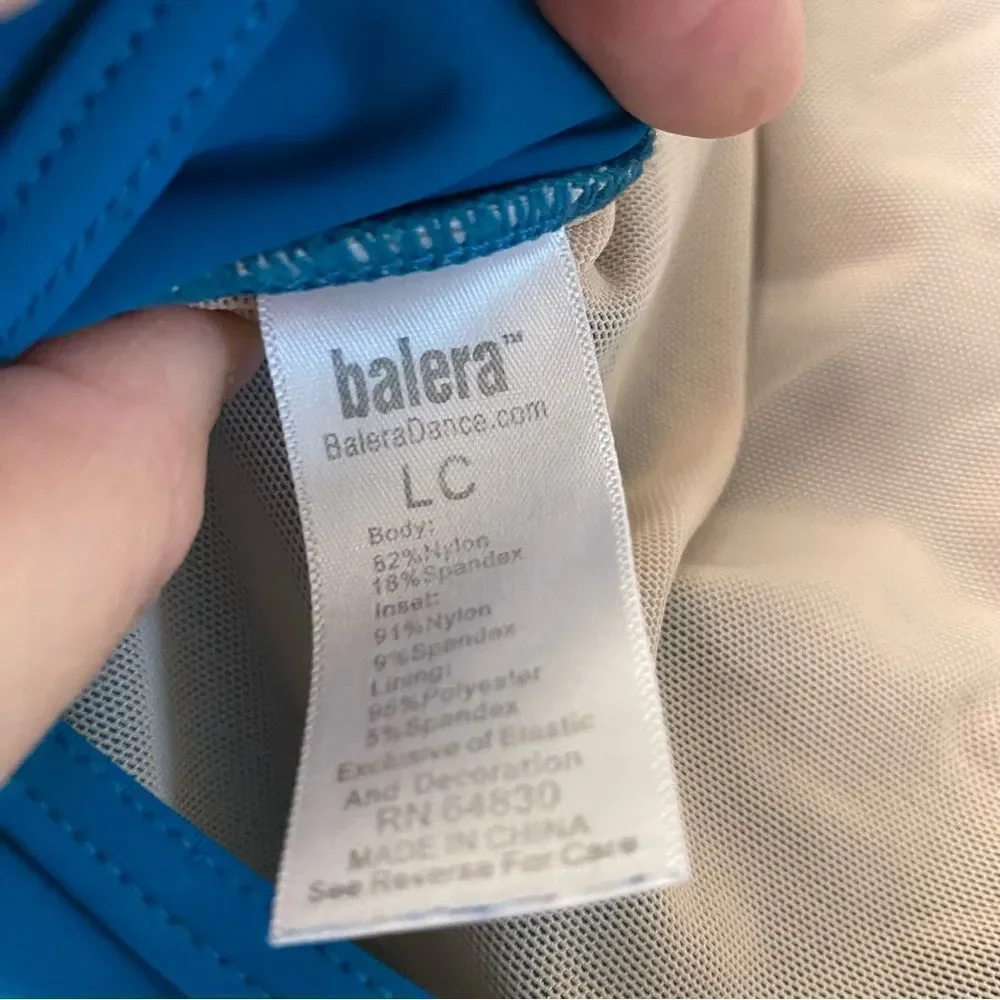 WEISSMAN Balera Dance Costume Woven Mock Neck Leotard MT10942 Teal LC child